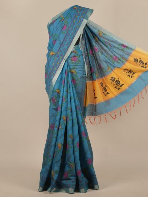 

Pothys Blue & Pink Floral Silk Cotton Saree