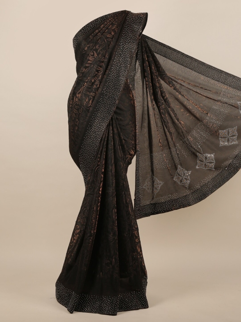 

Pothys Brown & Silver-Toned Embellished Jute Silk Saree