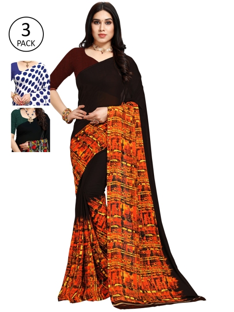 

KALINI Pack of 3 Printed Sarees, Multi