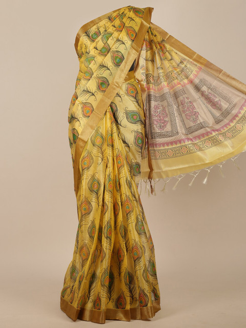 

Pothys Yellow & Black Ethnic Motifs Saree