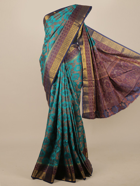 

Pothys Blue & Purple Ethnic Motifs Zari Jute Silk Saree