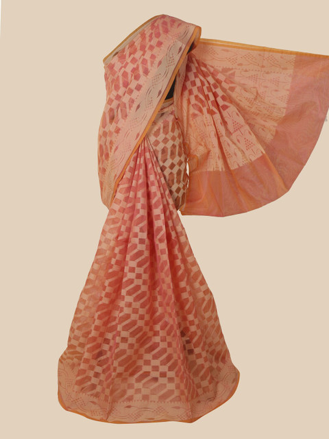 

Pothys Peach-Coloured & Beige Cotton Blend Saree