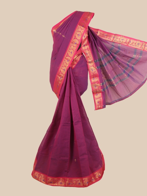 

Pothys Purple & Pink Ethnic Motifs Zari Pure Cotton Saree