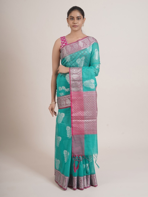 

Pothys Green & Pink Woven Design Zari Saree