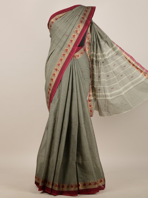 

Pothys Grey & Maroon Pure Cotton Saree
