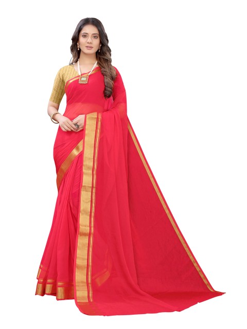 

KALINI Red Pure Chiffon Saree