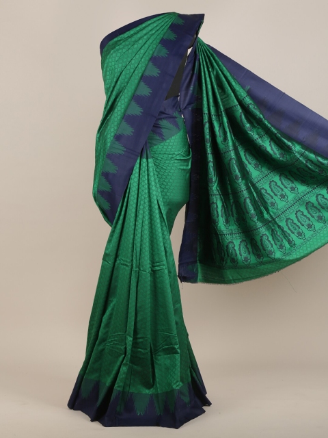 

Pothys Green & Navy Blue Ethnic Motifs Art Silk Saree