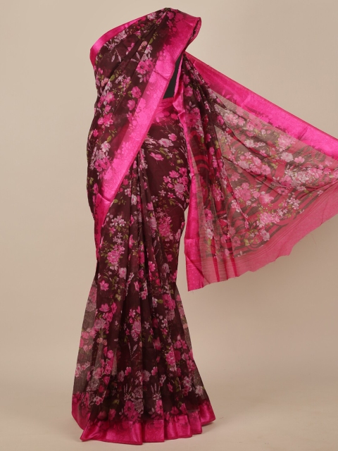 

Pothys Maroon & Pink Floral Saree