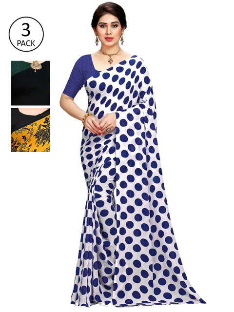 

KALINI Pack Of 3 Printed saree, Black
