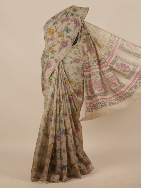 

Pothys Brown & Yellow Floral Saree