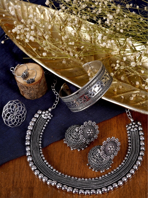 

TEEJH Women Silver-Toned Jewellery Set