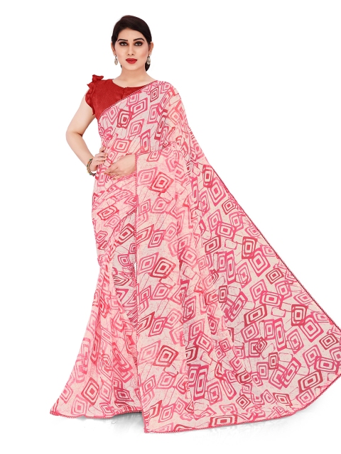 

KALINI Beige & Red Printed Saree