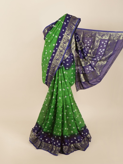 

Pothys Green & Blue Bandhani Art Silk Saree