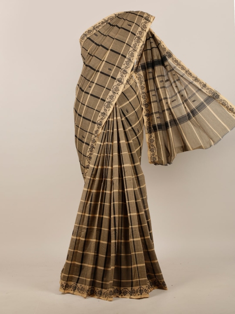 

Pothys Grey & Black Checked Pure Cotton Saree