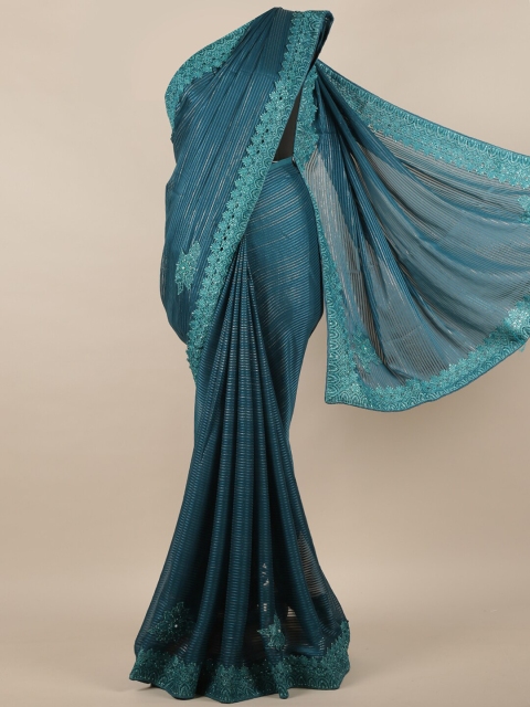 

Pothys Teal Striped Saree