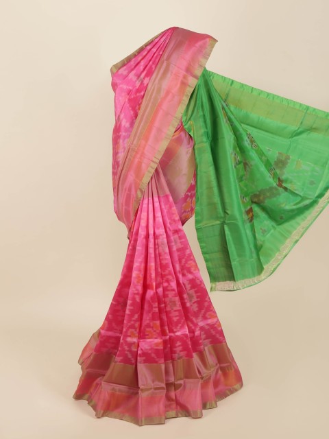 

Pothys Pink & Green Woven Design Pure Silk Saree