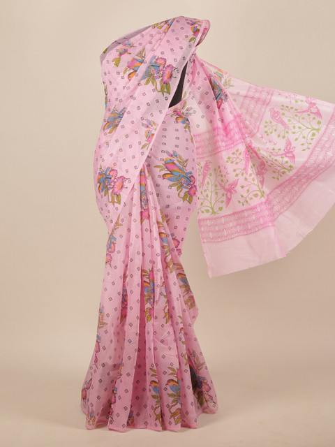 

Pothys Pink & Green Floral Saree