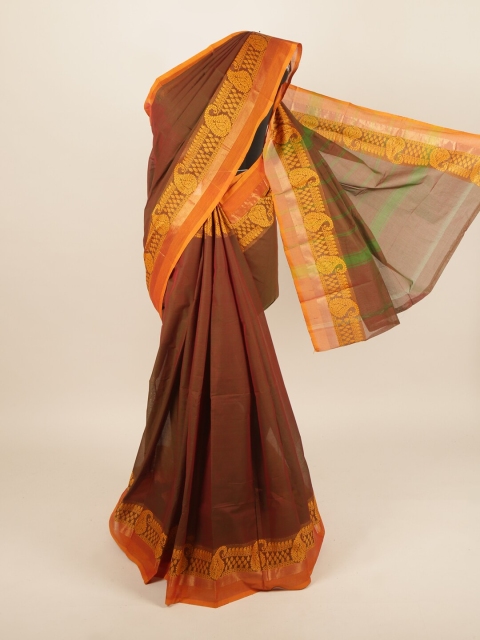 

Pothys Brown & Yellow Pure Cotton Saree