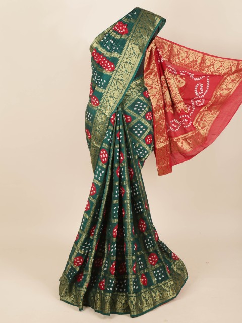 

Pothys Green & Gold-Toned Woven Design Zari Art Silk Saree