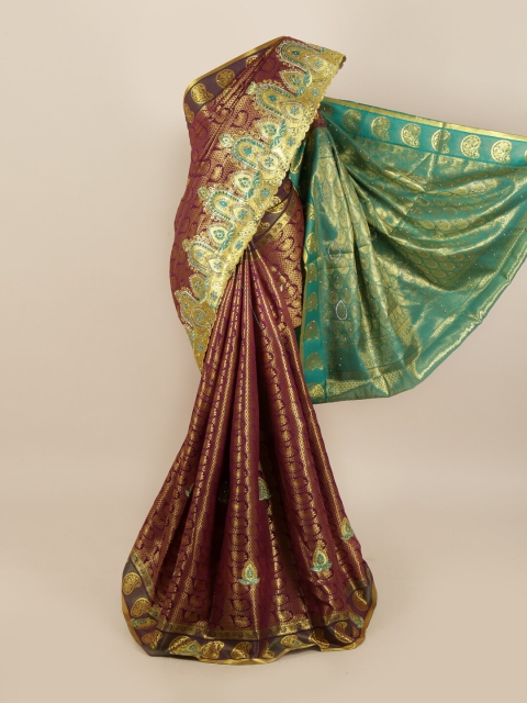 

Pothys Violet & Green Woven Design Art Silk Saree