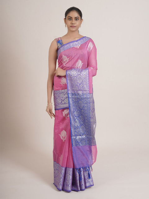 

Pothys Pink & Blue Woven Design Saree