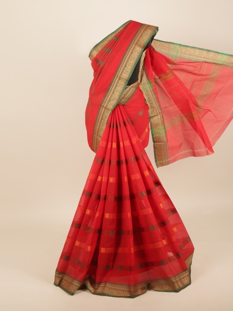 

Pothys Red & Green Woven Design Pure Cotton Saree