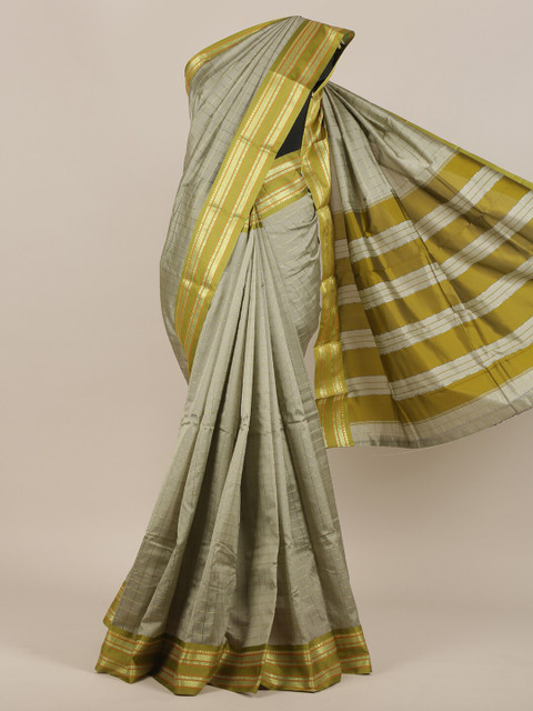 

Pothys Grey & Green Woven Design Art Silk Saree