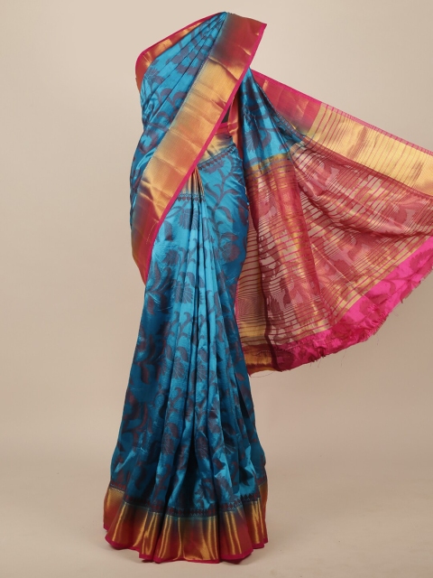 

Pothys Blue & Pink Ethnic Motifs Zari Jute Silk Saree