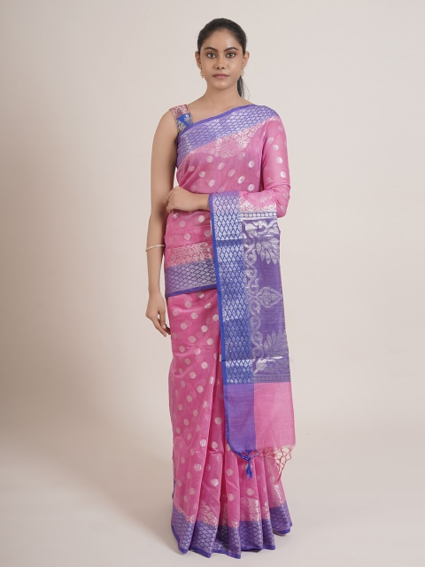

Pothys Pink & Purple Floral Zari Saree