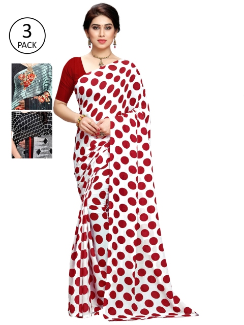 

KALINI Set Of 3 Multicoloured Poly Georgette Printed Sarees, Multi