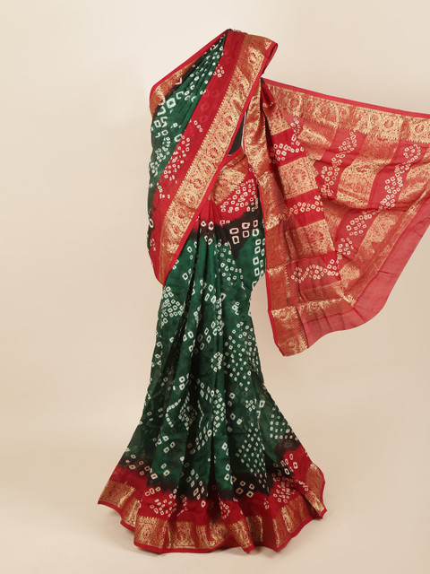 

Pothys Green & Red Bandhani Art Silk Saree