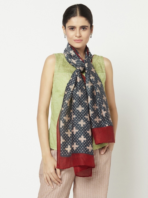 

Fabindia Blue & Beige Printed Cotton Silk Dupatta