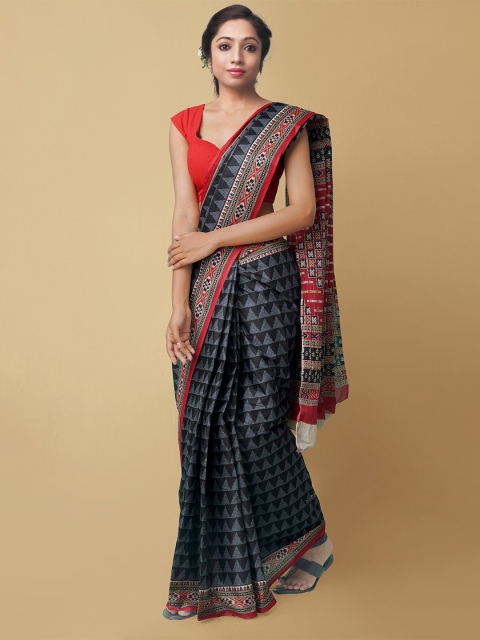 

Unnati Silks Black & Red Pure Cotton Kovai Saree