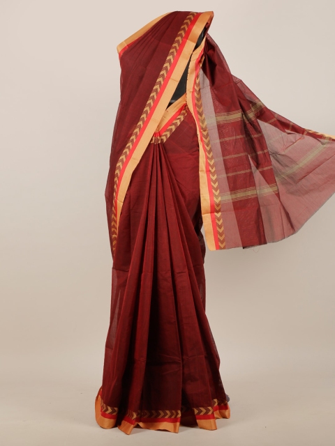 

Pothys Maroon & Orange Zari Pure Cotton Saree