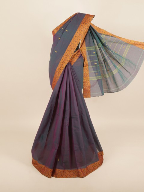 

Pothys Grey & Orange Woven Design Pure Cotton Saree