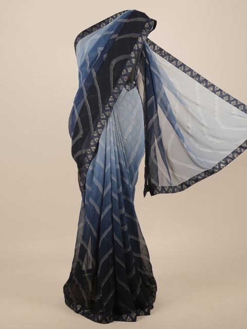 

Pothys Blue Ombre Poly Chiffon Saree