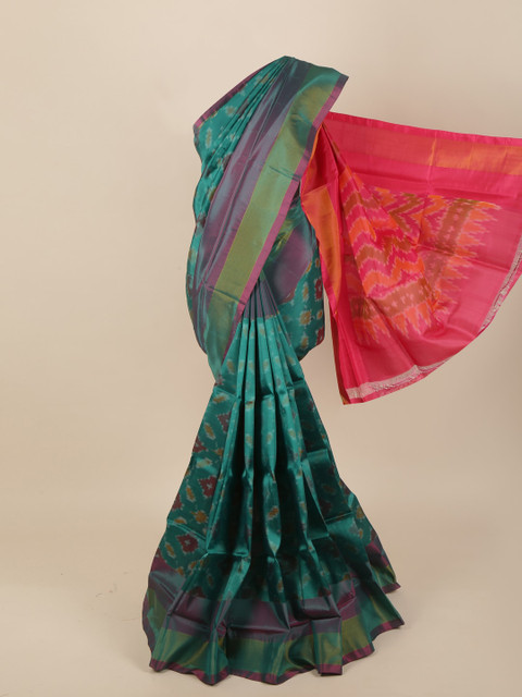 

Pothys Green & Pink Zari Pure Silk Saree