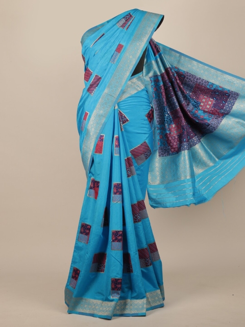

Pothys Blue & Purple Woven Design Jute Silk Saree