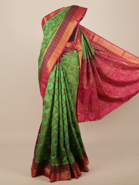 

Pothys Green & Pink Woven Design Jute Silk Saree
