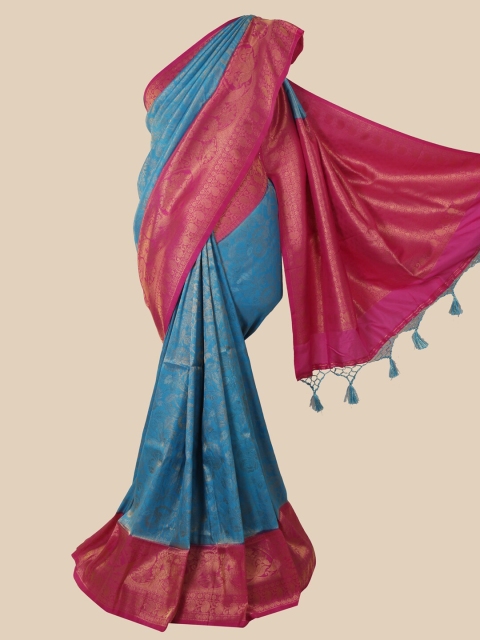 

Pothys Blue & Pink Jute Silk Saree