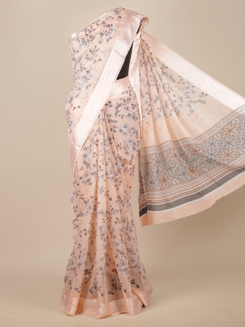 

Pothys Peach & Grey Floral Saree
