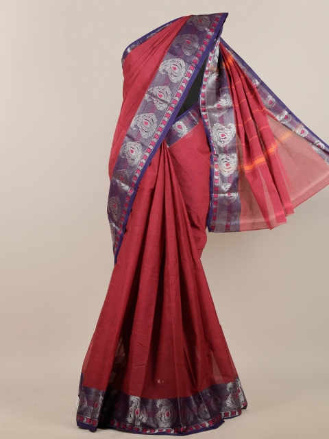

Pothys Magenta & Silver-Toned Pure Cotton Saree