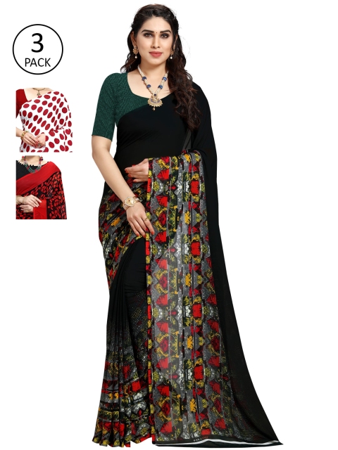 

KALINI Pack of 3 Printed Sarees, Multi