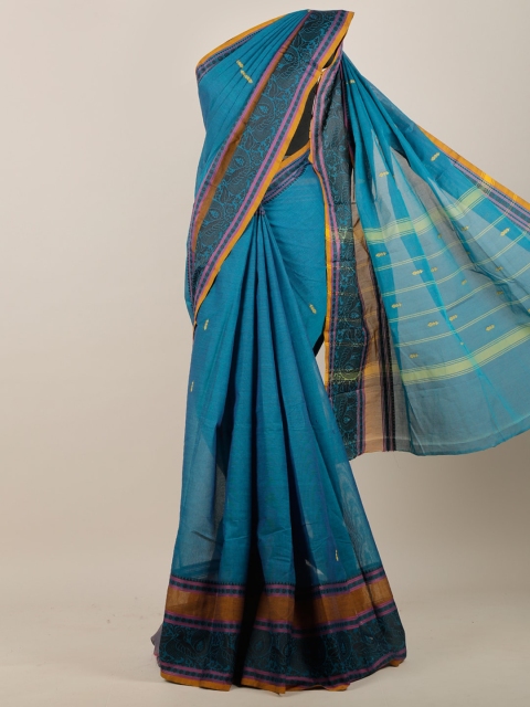 

Pothys Blue & Pink Woven Design Pure Cotton Saree