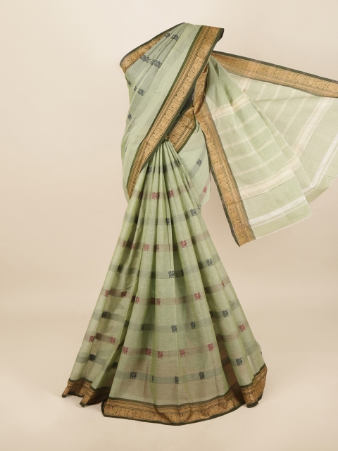 

Pothys Green & Gold-Toned Ethnic Motifs Pure Cotton Saree