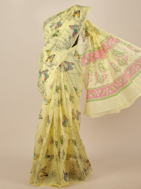 

Pothys Yellow & Pink Cotton Blend Saree