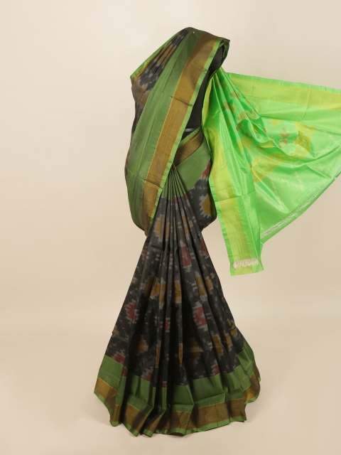 

Pothys Black & Green Pure Silk Saree