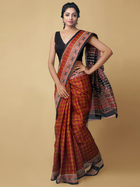 

Unnati Silks Red & Yellow Pure Cotton Kovai Handloom Saree