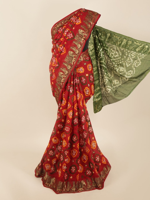 

Pothys Maroon & Green Bandhani Zari Art Silk Saree