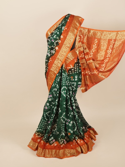

Pothys Green & Orange Bandhani Zari Art Silk Saree